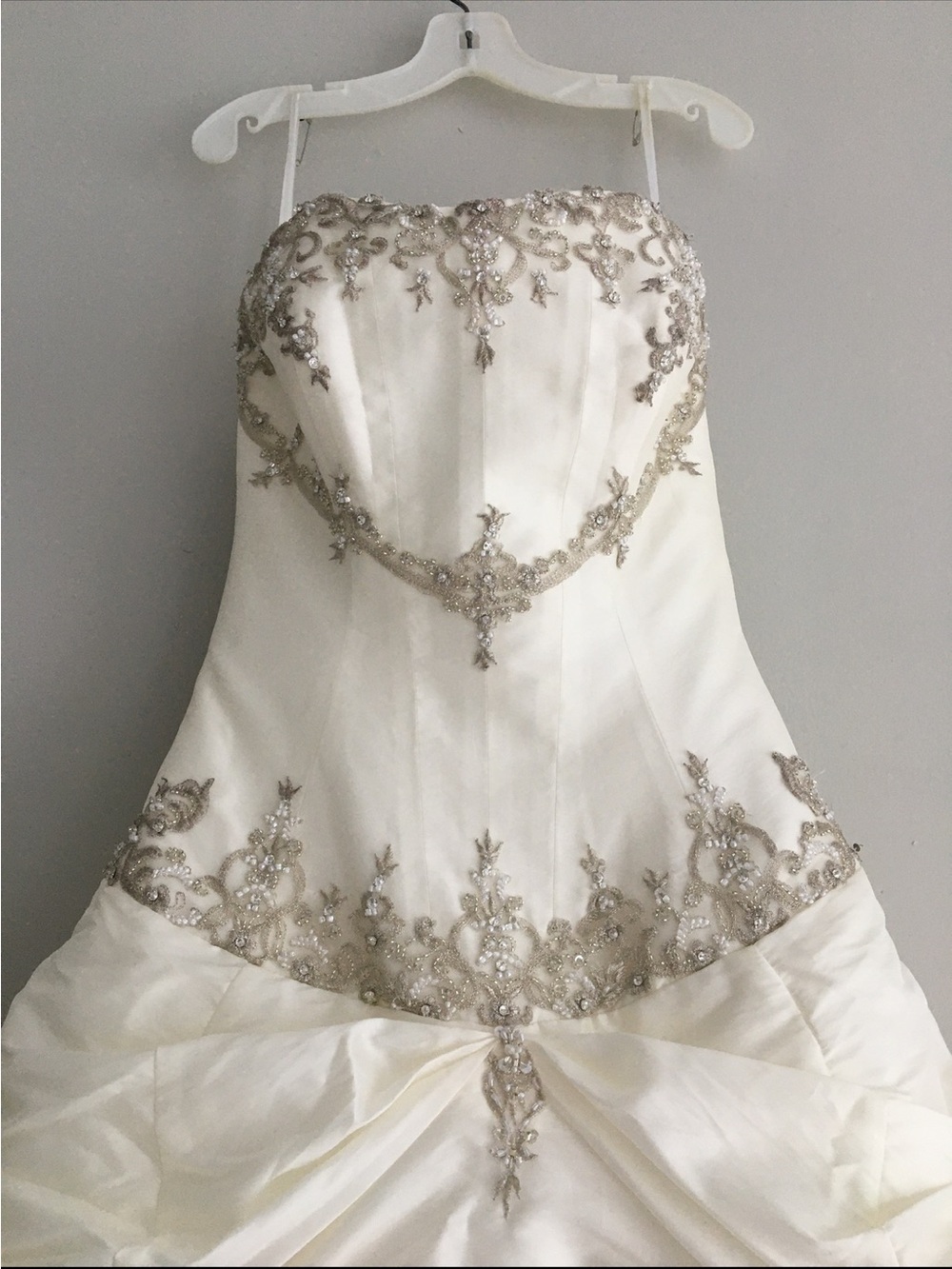 Allure Bridals Ivory Strapless Dress with Silver Beading